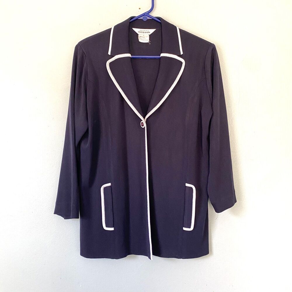 Exclusively Misook Cardigan Blazer Womens Small Jacket Office Career Button Blue